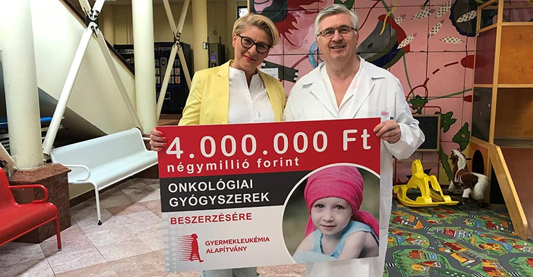 4.000.000 Ft gyógyszertámogatás a SOTE II. számú Gyermekgyógyászati Klinika Hematológiai Osztályának