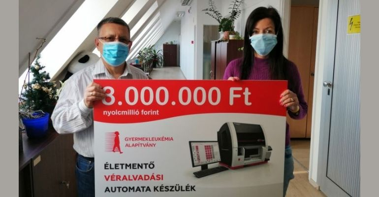 Életmentő, véralvadási készülék beszerzéséhez kapott 8 millió Ft értékű támogatást a Heim Pál Gyermekkórház